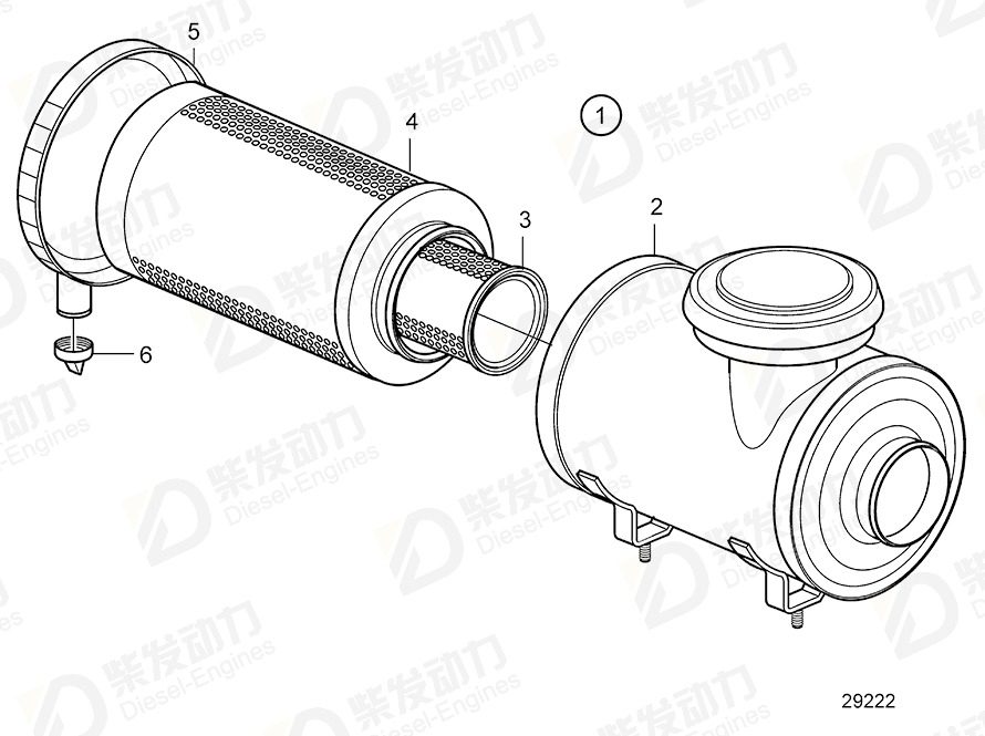volvo penta Air cleaner 22222434 Drawing volvo penta Air cleaner 22222434 Drawing